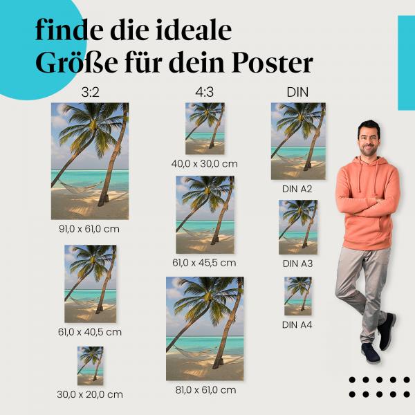 Tropischer Traumstrand Poster: Entspannung pur in der Hängematte - jetzt bestellen!